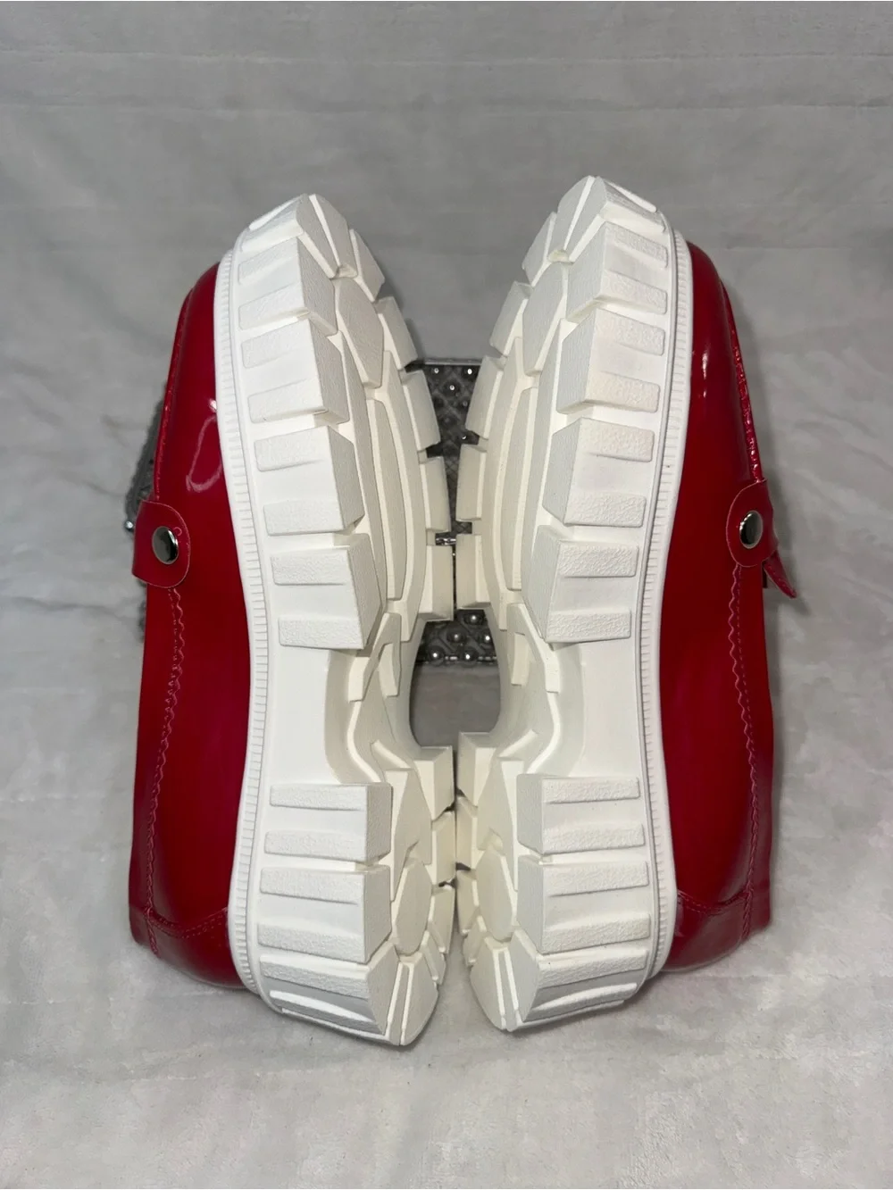 Patent Red Platform Loafers with Chunky White Sole size 8W